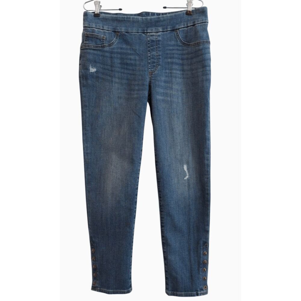 Chico's Ankle Jeans Pull On Jegging Button Detail Sz 0.5 / 6